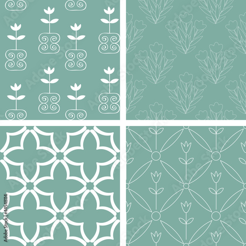 Blue and white seamless patterns collection