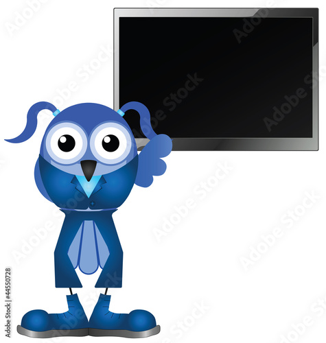 Comical businesswoman giving presentation