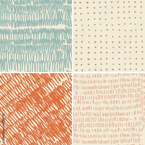 set of 4 seamless doodle patterns