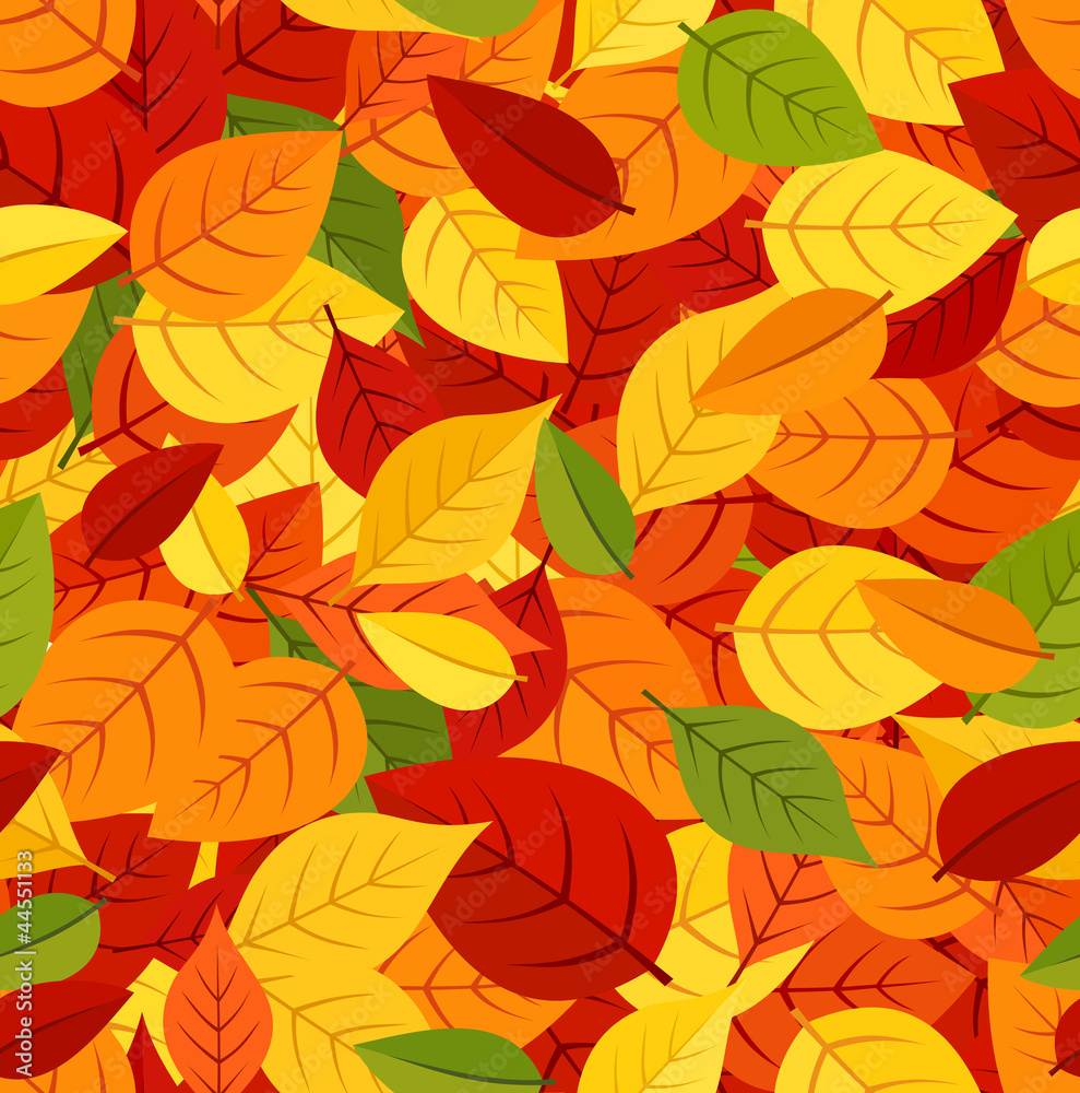 Seamless pattern with colored autumn leaves. Vector EPS 8.