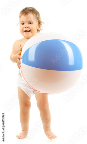 Cute baby with ball isolate...