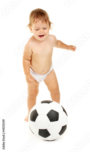 Cute baby with ball isolate...