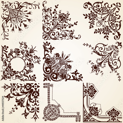 Decorative Corners , vector set of various vintage calligraphic