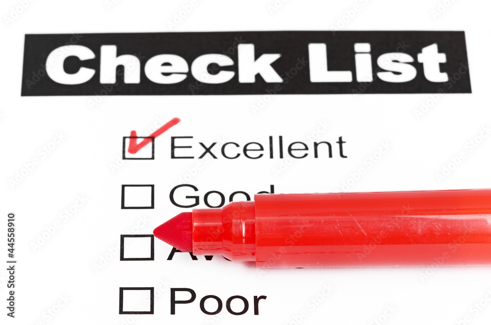 Obraz premium Tick placed in excellent checkbox on customer