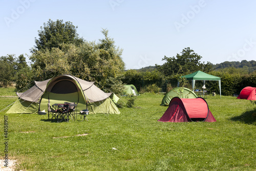 tent on a camping in the summer