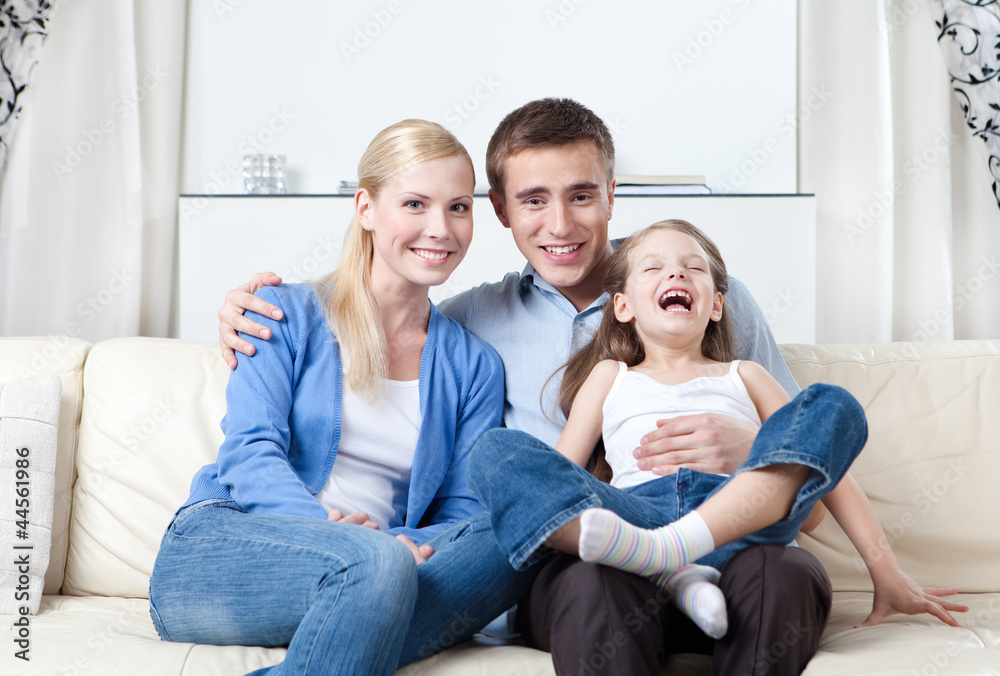 Happy family has a rest