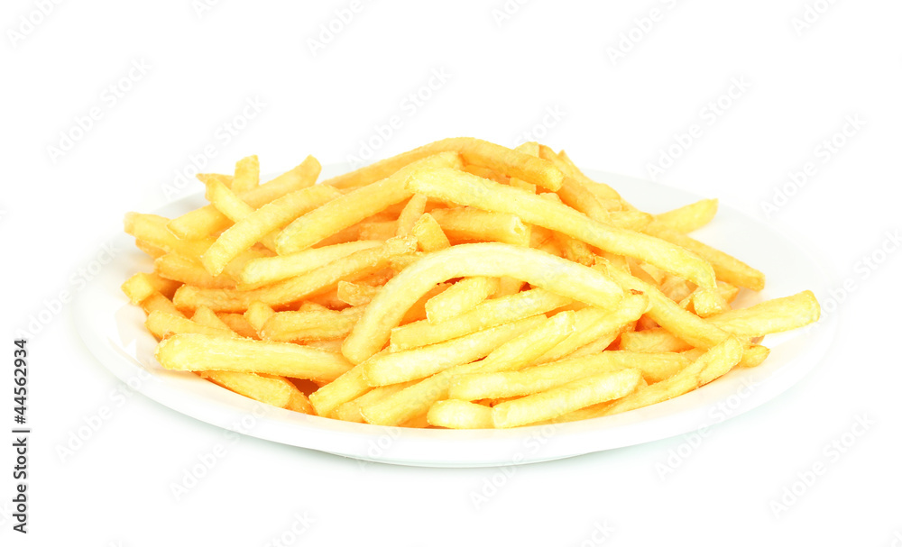 Potatoes fries in the plate isolated on white Potatoes fries in the plate isolated on white