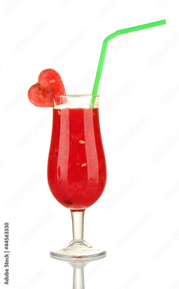 A glass of fresh watermelon juice isolated on white A glass of fresh watermelon juice isolated on white