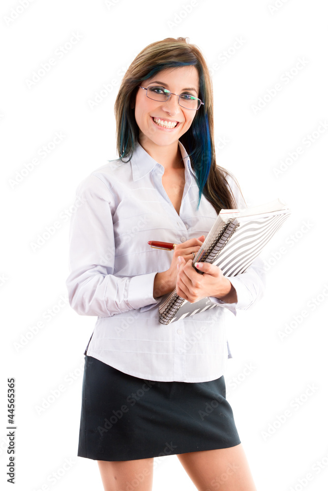 Portrait of happy, sexy, smiling student or teacher Portrait of happy, sexy, smiling student or teacher