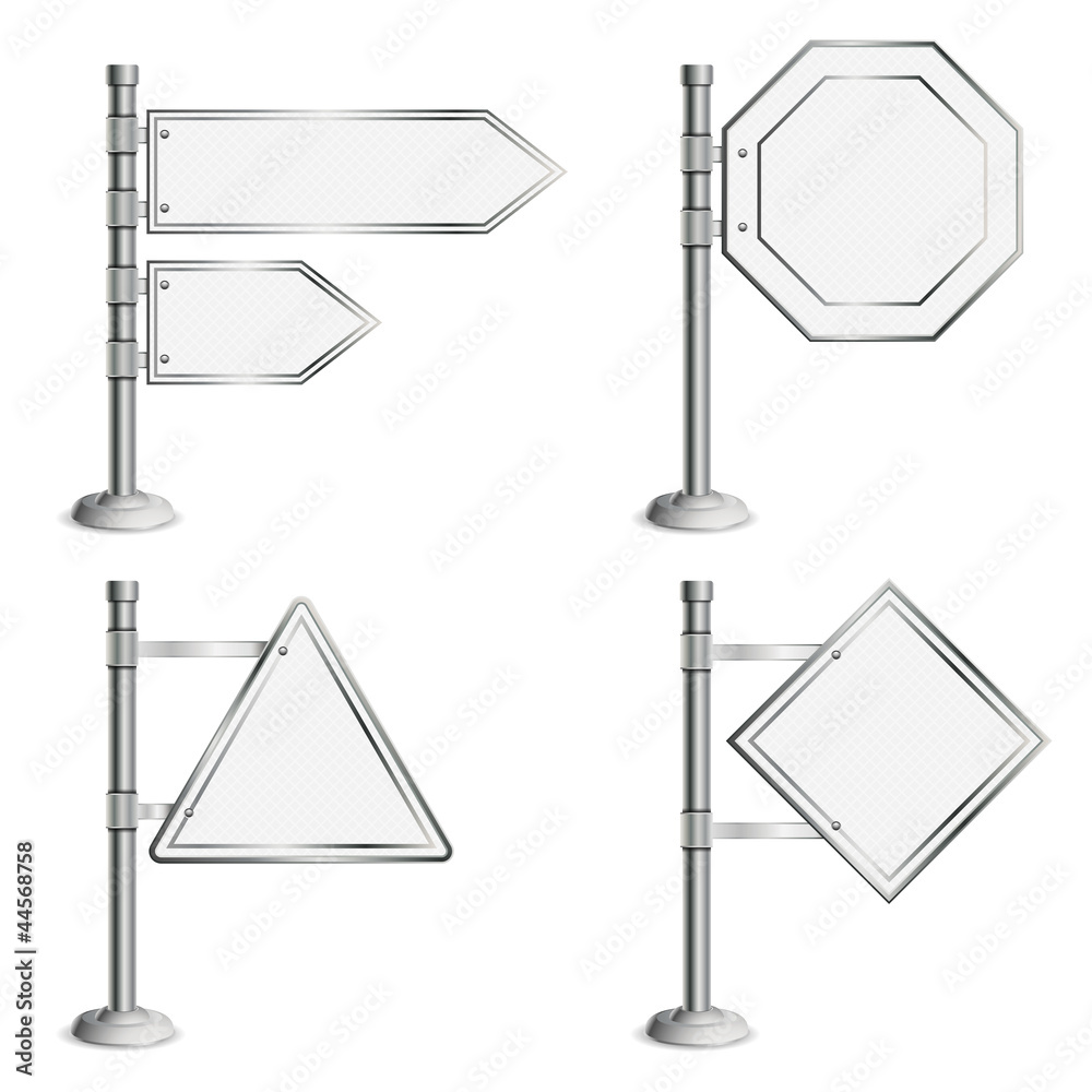 Obraz premium Set Poles with Traffic Signs