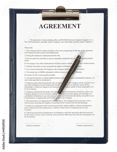 Agreement in a clipboard