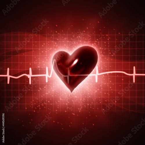 ECG abstract backgrounds with human 3D rendered heart