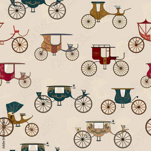Background with various antique carriages