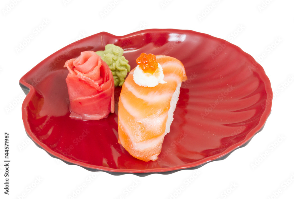 Sushi salmon sake