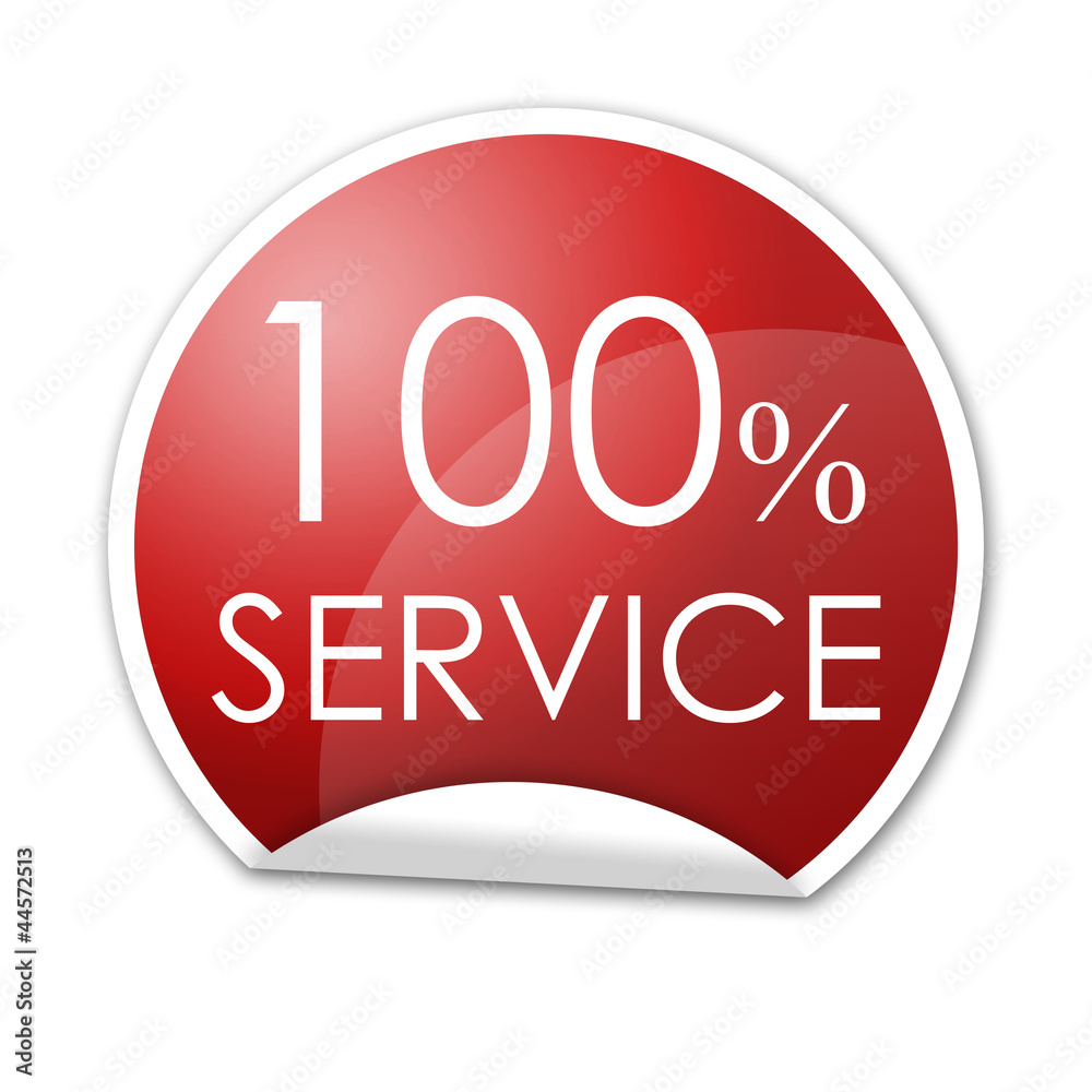 Pegatina roja con 100% SERVICE con reborde Pegatina roja con 100% SERVICE con reborde