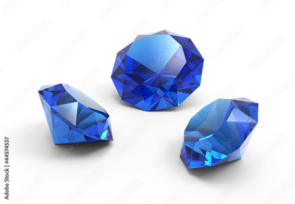A beautiful saphire gems isolated on white background A beautiful saphire gems isolated on white background