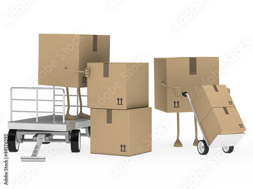 packages figure unload trolley