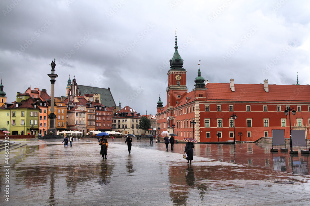 Fototapeta premium Warszawa w deszczu