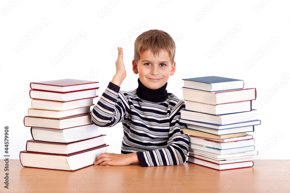 Cheerful Schoolboy ready to answer question Cheerful Schoolboy ready to answer question