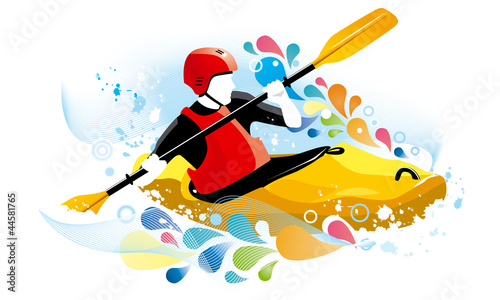 Vector illustration of a kayaker