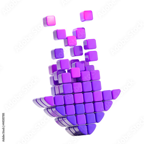 Arrow icon made of cubes is...