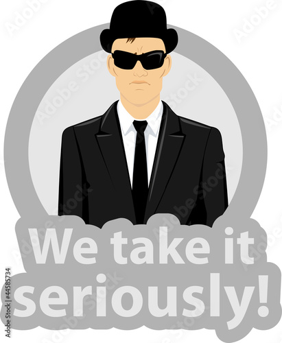 Vector illustration of a mad business man - we take it seriously