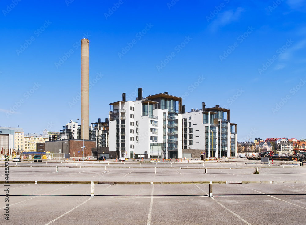 Buildings, fireplace and parking Buildings, fireplace and parking