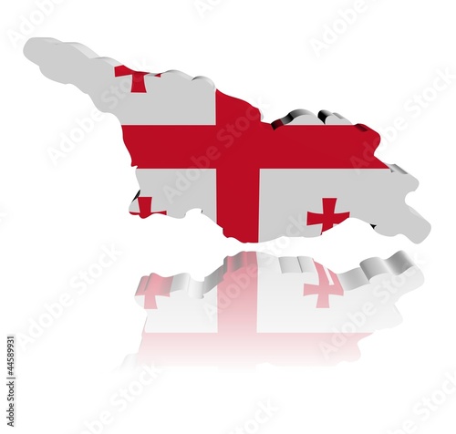 Georgia map flag with reflection illustration