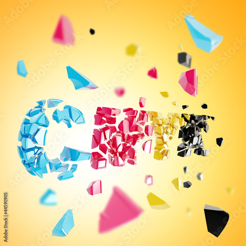 Word CMYK broken into piece...