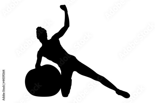 A silhouette of a female working out with a dumbbells