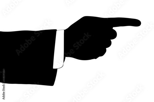 A silhouette of a male hand pointing his finger