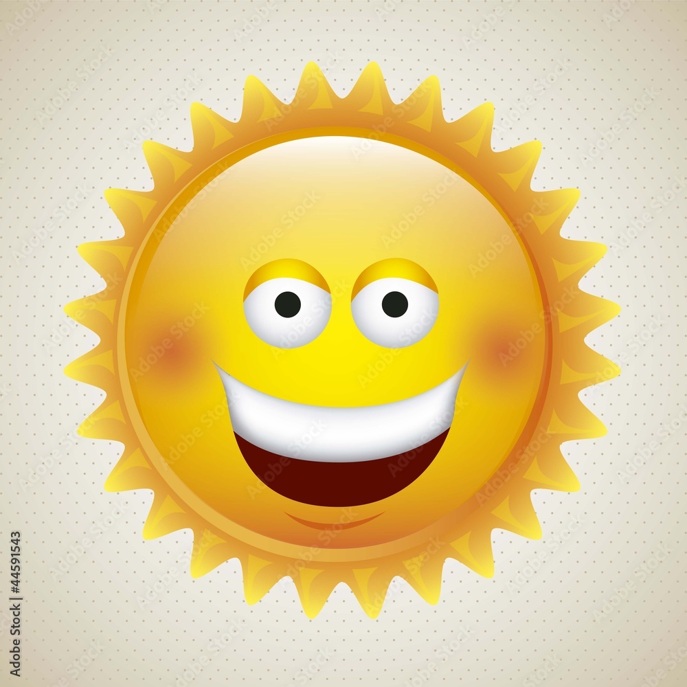 Fototapeta premium sun with eyes and smile