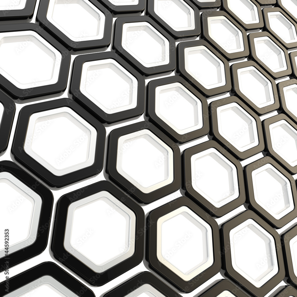 Glossy hexagon segments as abstract background