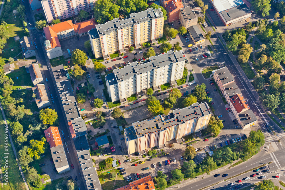 aerial view of Opole city suburbs
