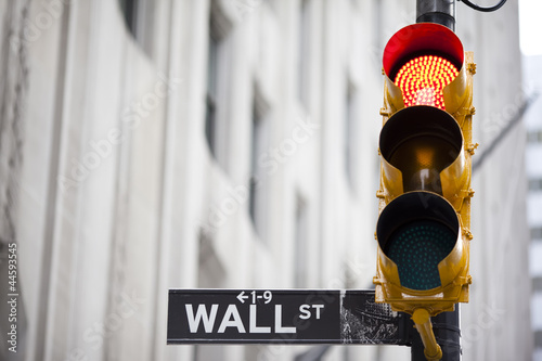 Wall street and red traffic  light #44593545
