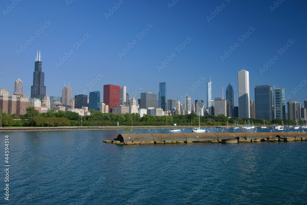 Chicago Skyline on a Bright Sunny Day