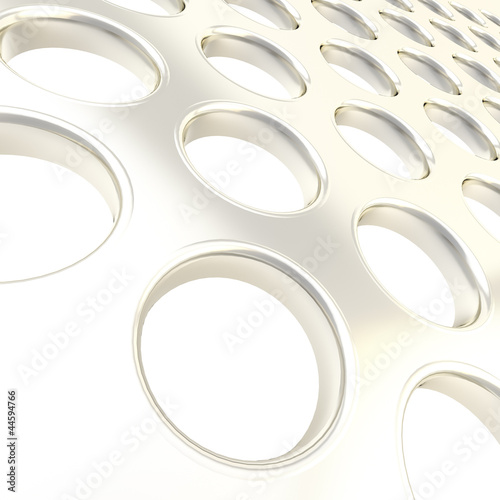 Perforated surface as abstract glossy background