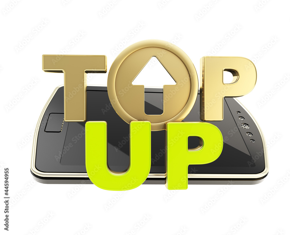 Top-up emblem icon over smart mobile phone concept Top-up emblem icon over smart mobile phone concept