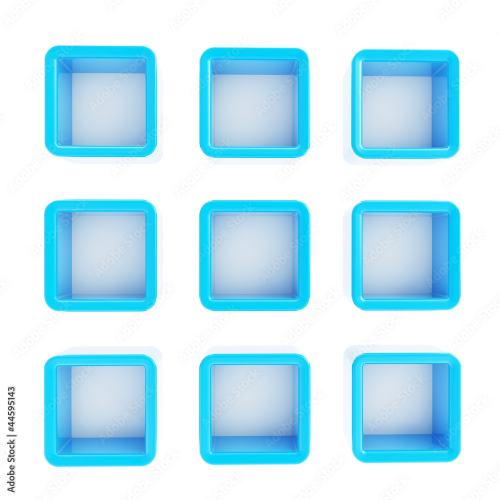 Copyspace cube square shelf boxes isolated Copyspace cube square shelf boxes isolated