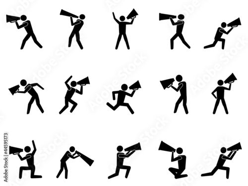 collection of people with megaphone