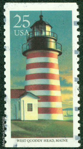 stamp shows the lighthouse West Quoddy Head photo