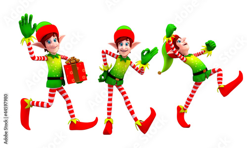 elves dancing with gift © pixdesign123