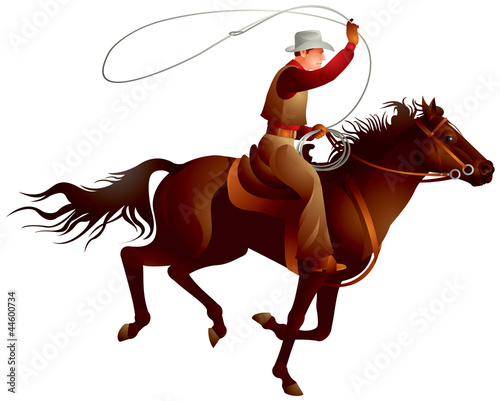 Cowboy rider throwing lasso