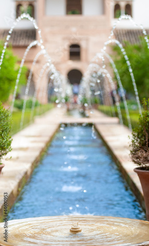 Photography Fountains in garden of Alhambra in Spain, Europe.