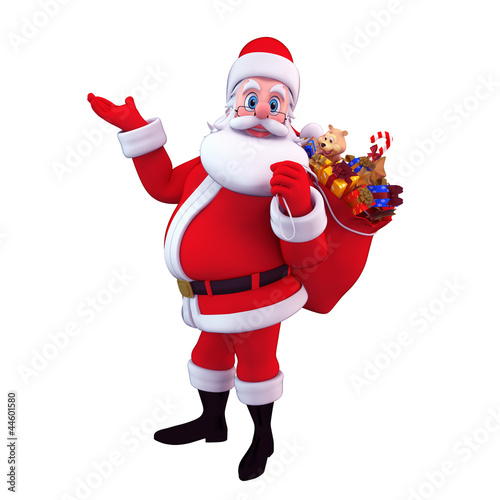 santa carrying gift bag isolated with white © pixdesign123