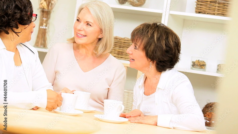 Multi Ethnic Female Seniors Social Morning Multi Ethnic Female Seniors Social Morning