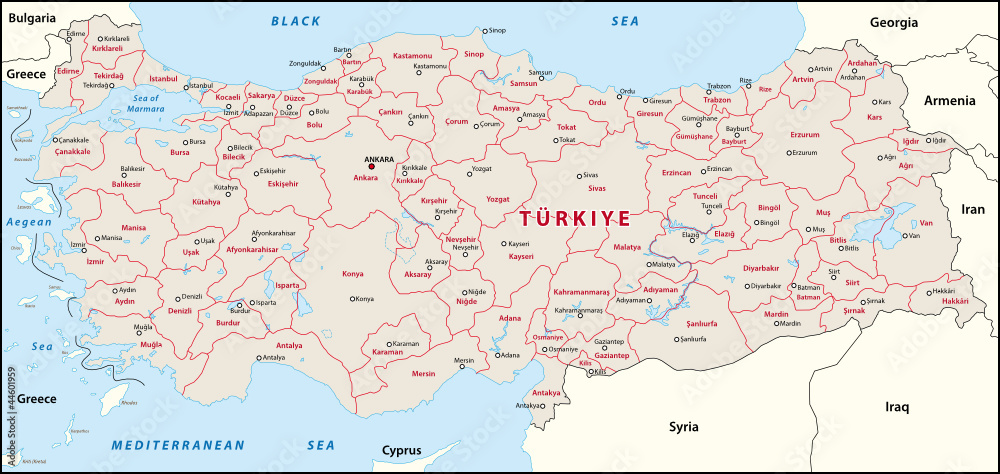 Türkei, Administrativ, Verwaltungsgliederung