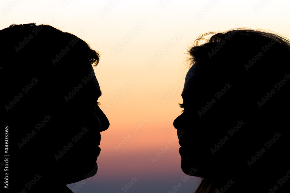 Silhouette background of romantic couple