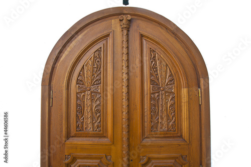 grèce; ioniennes,lefkada : monastère de Fanéroméni, porte en
