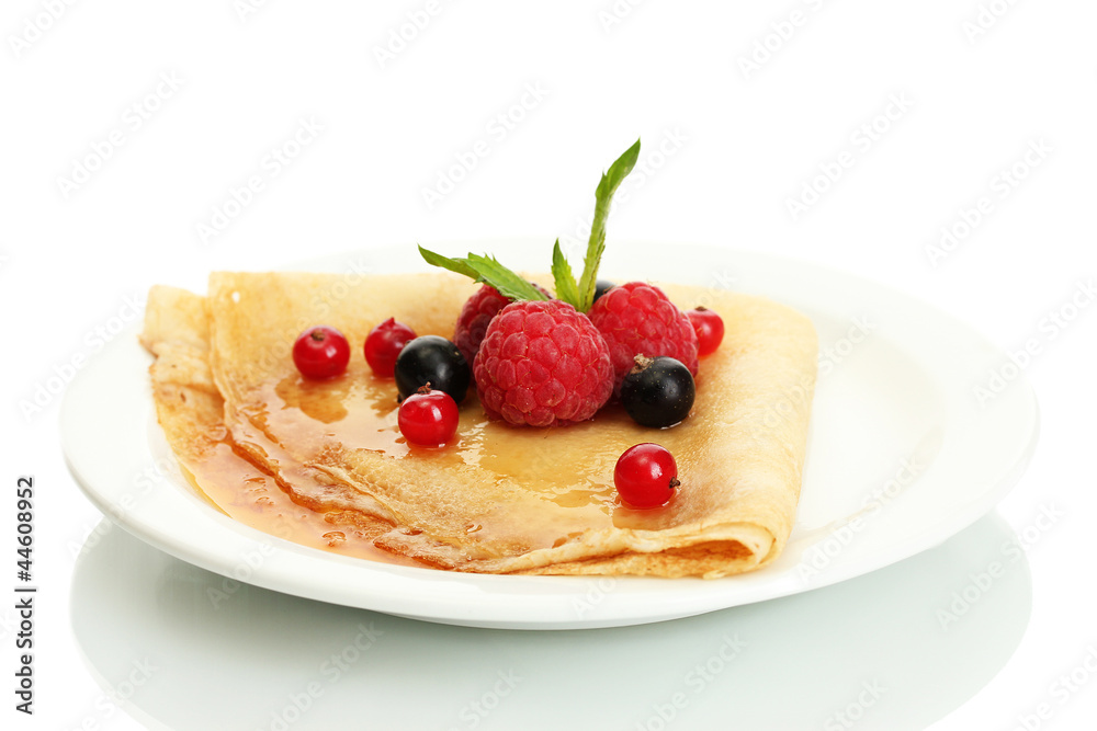 Delicious pancake with berries and honey Delicious pancake with berries and honey
